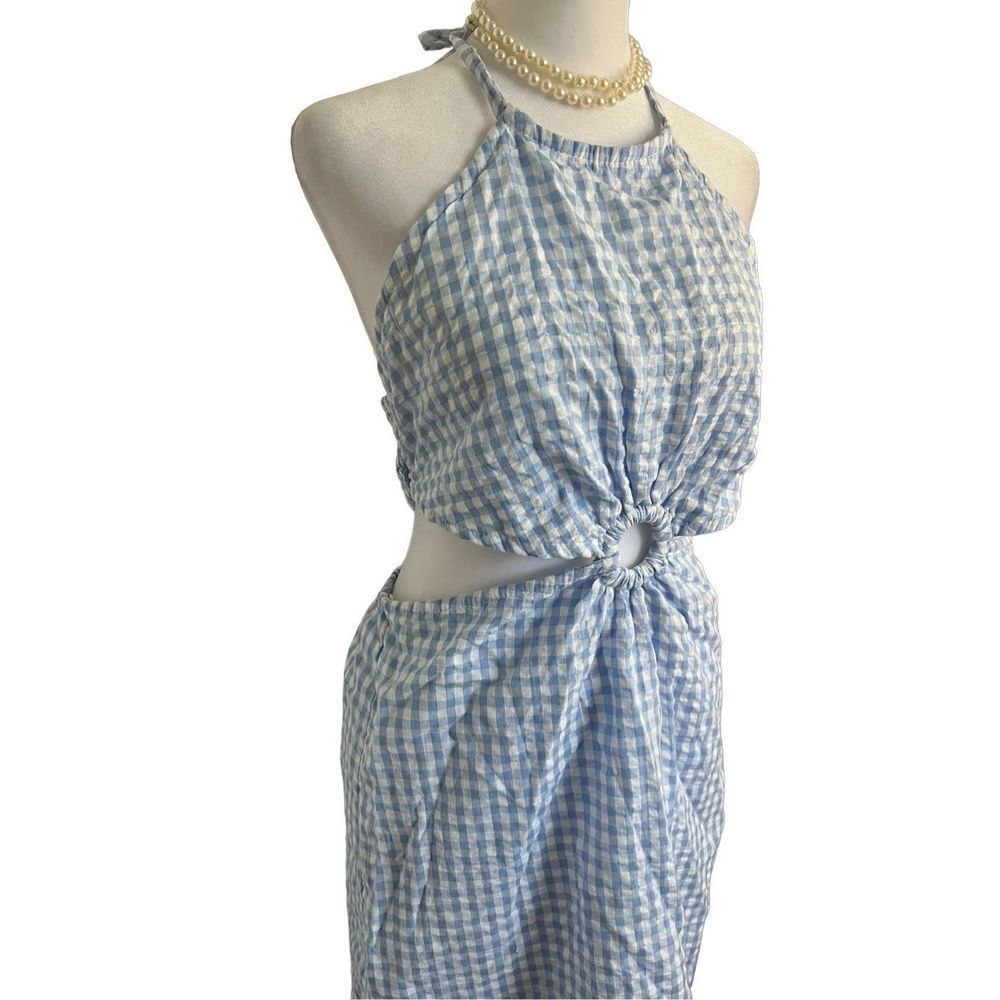NWT Sim & Sam Gingham Cotton Cutout Dress size Large